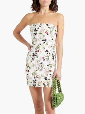 New Alice + Olivia Kelly Strapless Floral Print Mini Dress Garden Party Summer 2